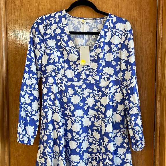 New with tag Boden linen mini dress with blue floral pattern. - Picture 1 of 3